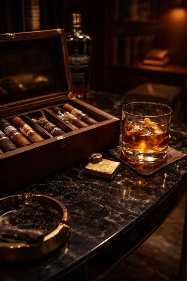 Humidor y whisky